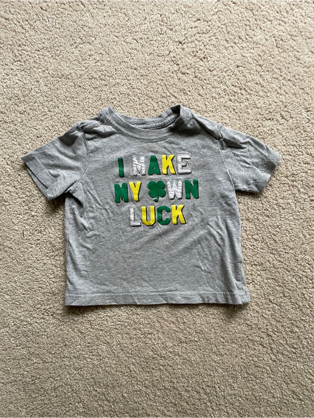 'I Make My Own Luck' Graphic Crazy 8 Grey Tee with Green & Yellow 2T